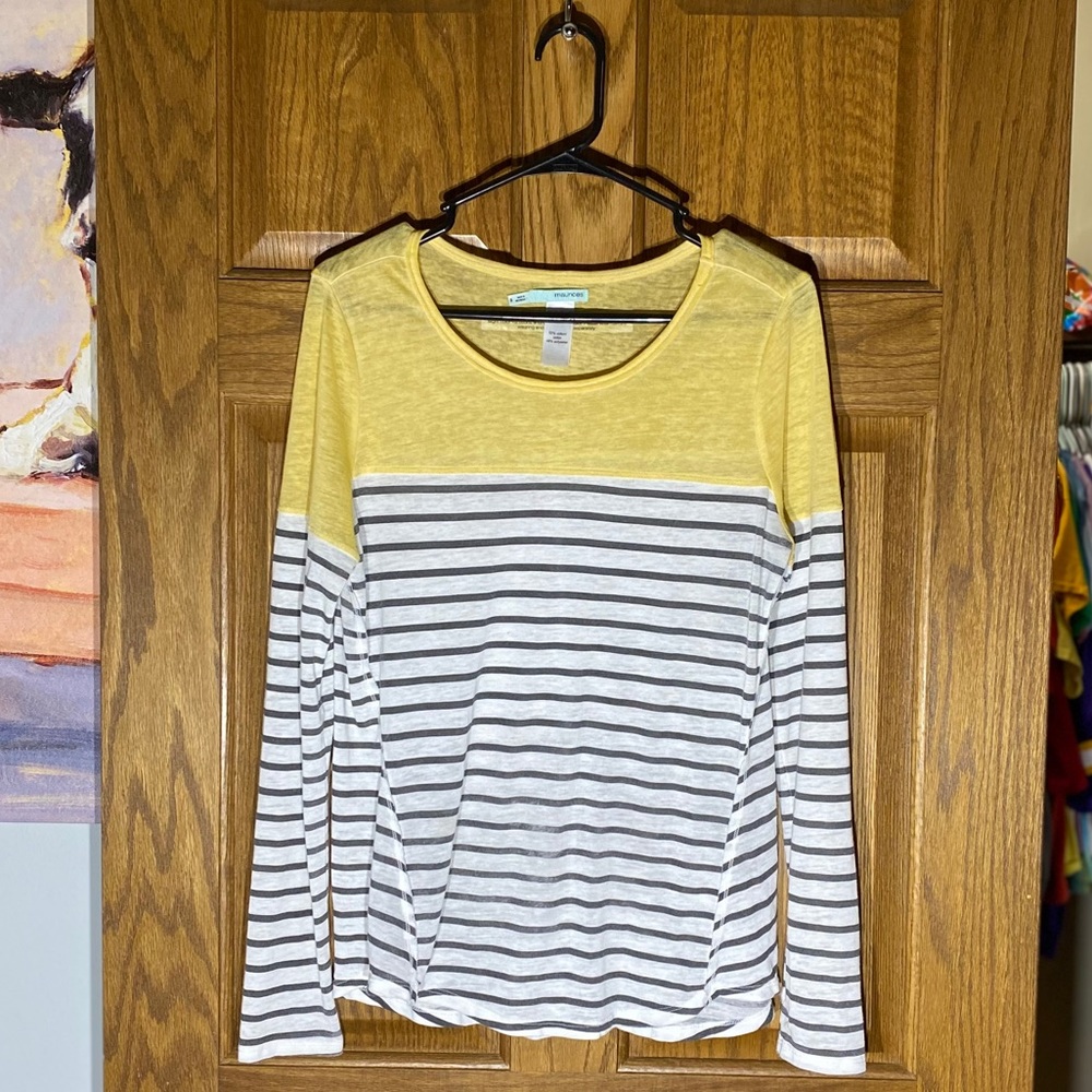 Maurices Yellow, and white striped long sleeve.